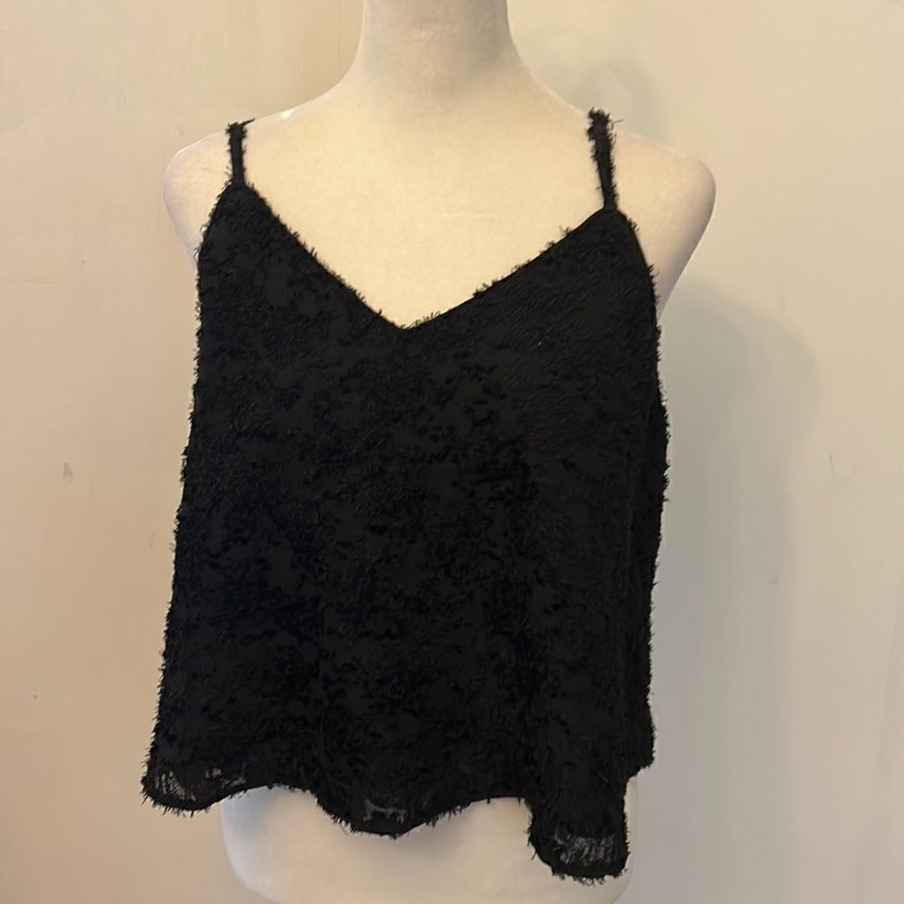 Ley Den black velvet spaghetti strap tank Size S New